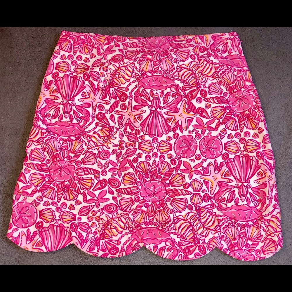 Lily Pulitzer Pink/White Scalloped Bottom Skirt